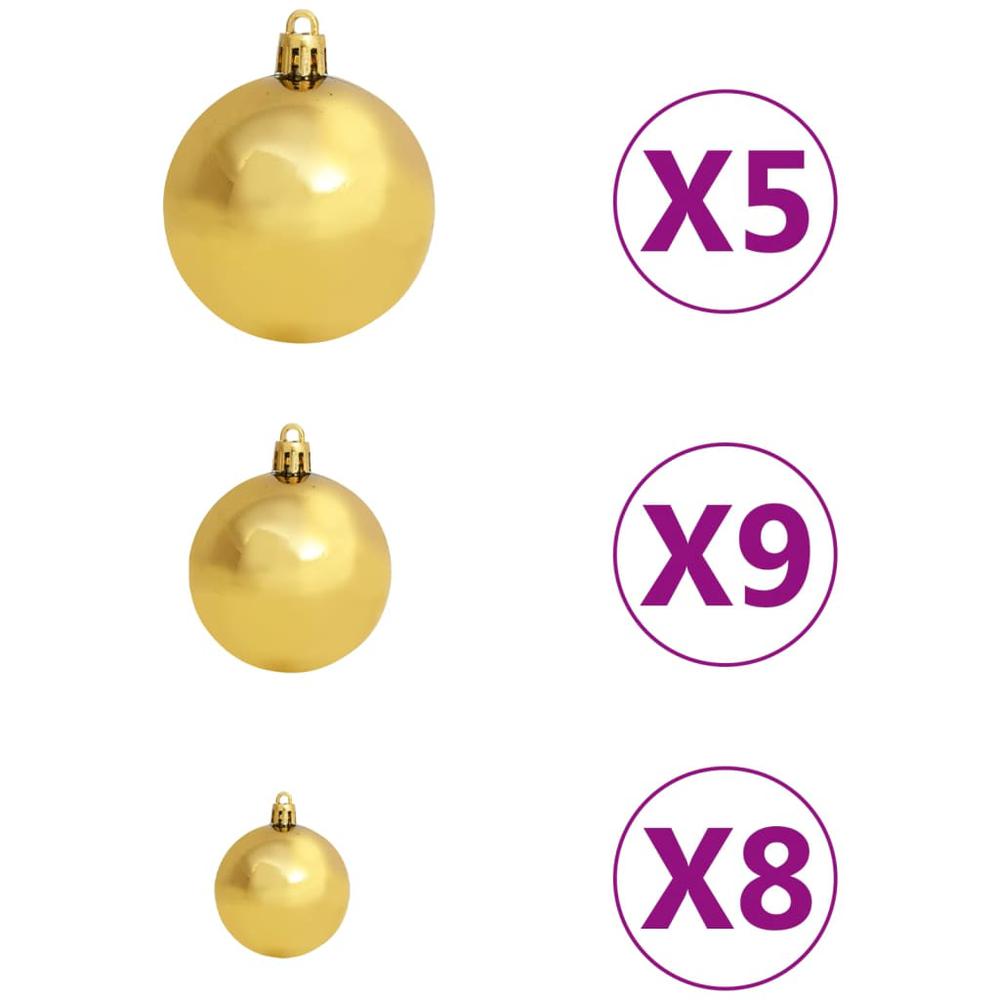 vidaXL 61 Piece Christmas Ball Set with Peak and 150 LEDs Gold&Bronze. Picture 8