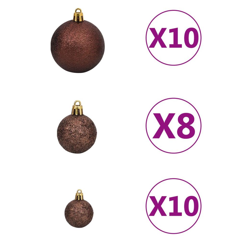 vidaXL 120 Piece Christmas Ball Set with Peak and 300 LEDs Gold&Bronze. Picture 6