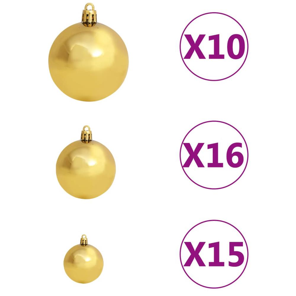 vidaXL 120 Piece Christmas Ball Set with Peak and 300 LEDs Gold&Bronze. Picture 7