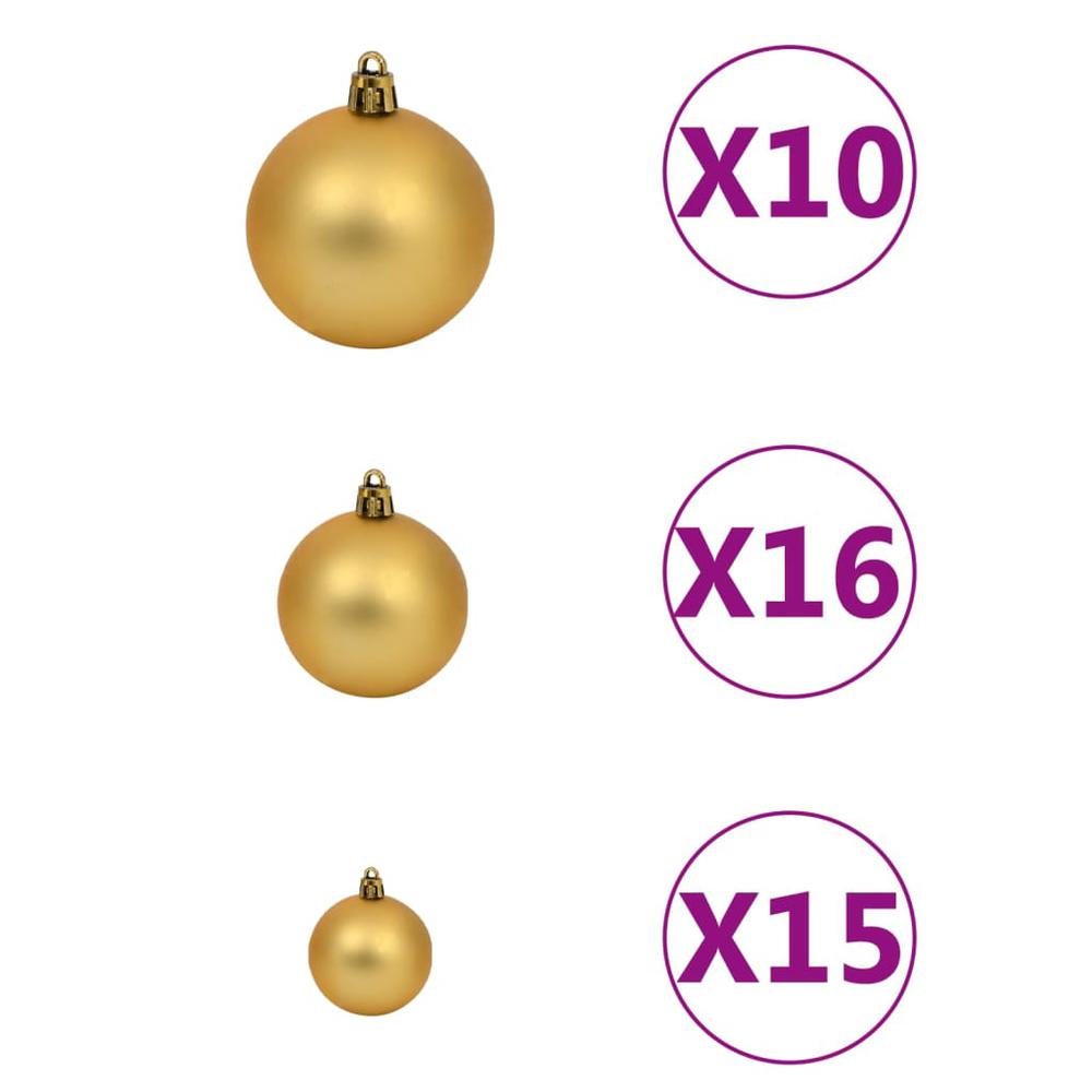 vidaXL 120 Piece Christmas Ball Set with Peak and 300 LEDs Gold&Bronze. Picture 8