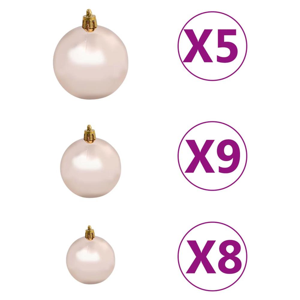 vidaXL 61 Piece Christmas Ball Set with Peak and 150 LEDs Rose Gold. Picture 8