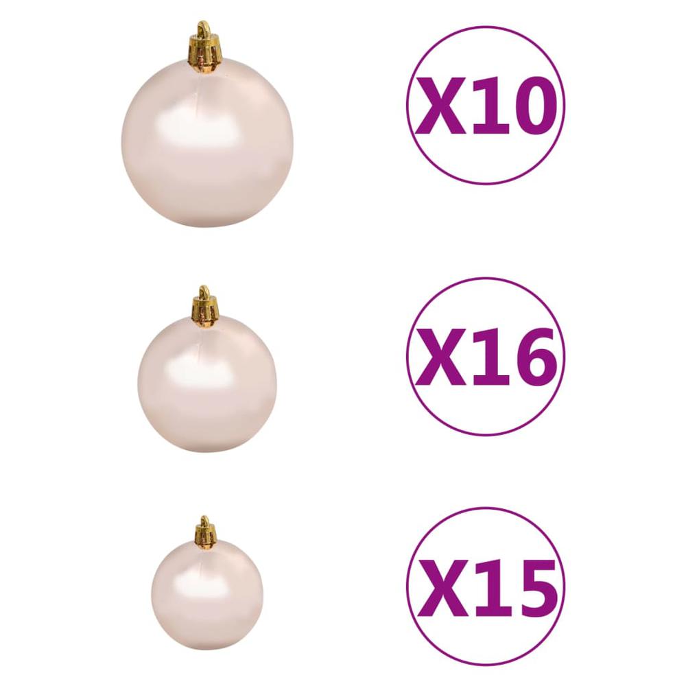 vidaXL 120 Piece Christmas Ball Set with Peak and 300 LEDs Rose Gold. Picture 6