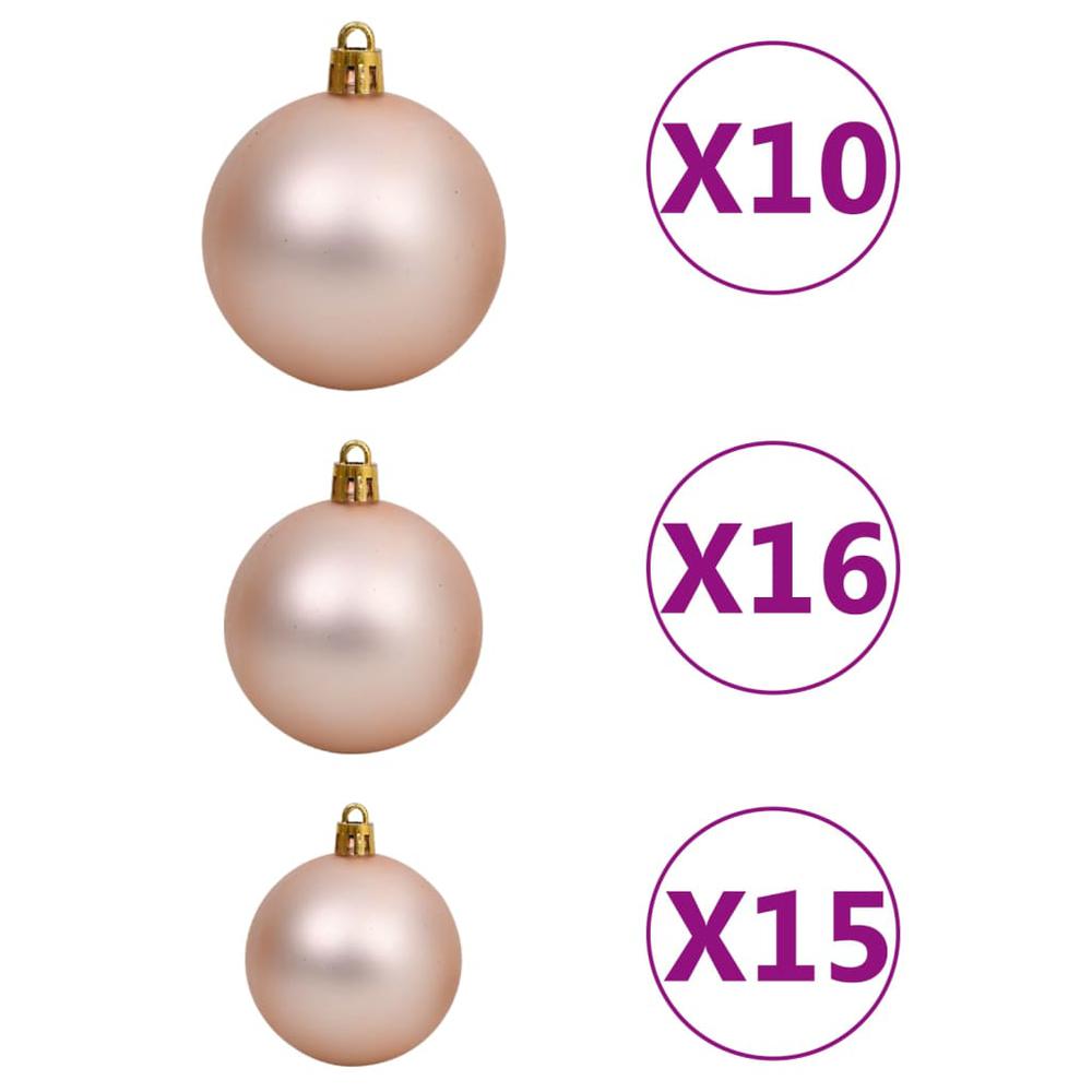 vidaXL 120 Piece Christmas Ball Set with Peak and 300 LEDs Rose Gold. Picture 8