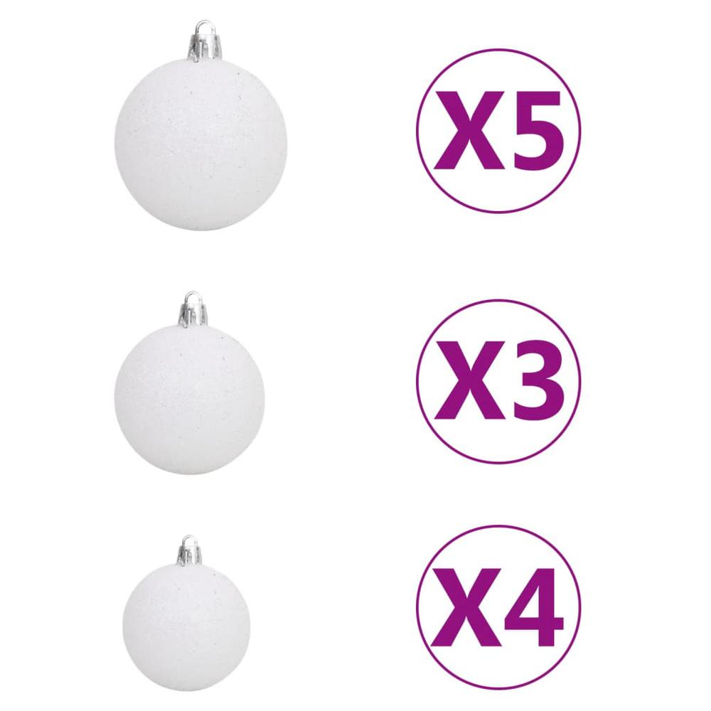 vidaXL 61 Piece Christmas Ball Set with Peak and 150 LEDs White&Gey. Picture 6