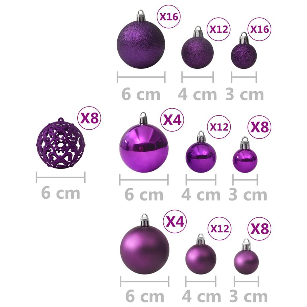 vidaXL 100 Piece Christmas Ball Set Purple. Picture 6