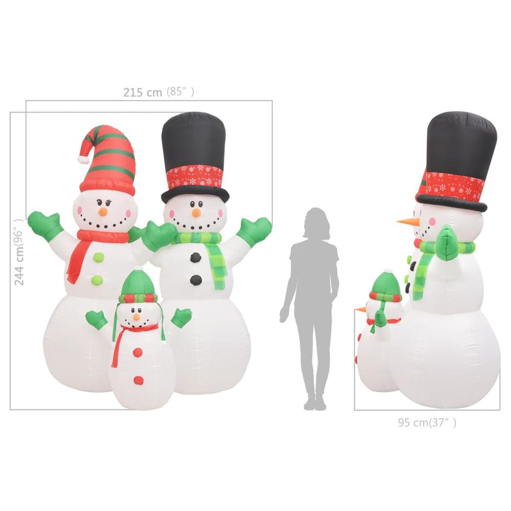 vidaXL Christmas Inflatable Snowmen Family LED IP44 94.5". Picture 5