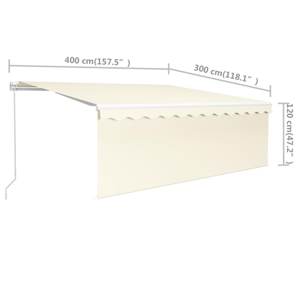 vidaXL Manual Retractable Awning with Blind 13.1'x9.8' Cream, 3069297. Picture 7