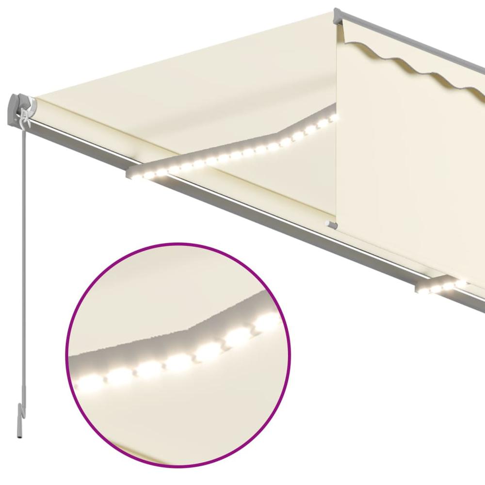 vidaXL Manual Retractable Awning with Blind&LED 9.8'x8.2' Cream. Picture 5