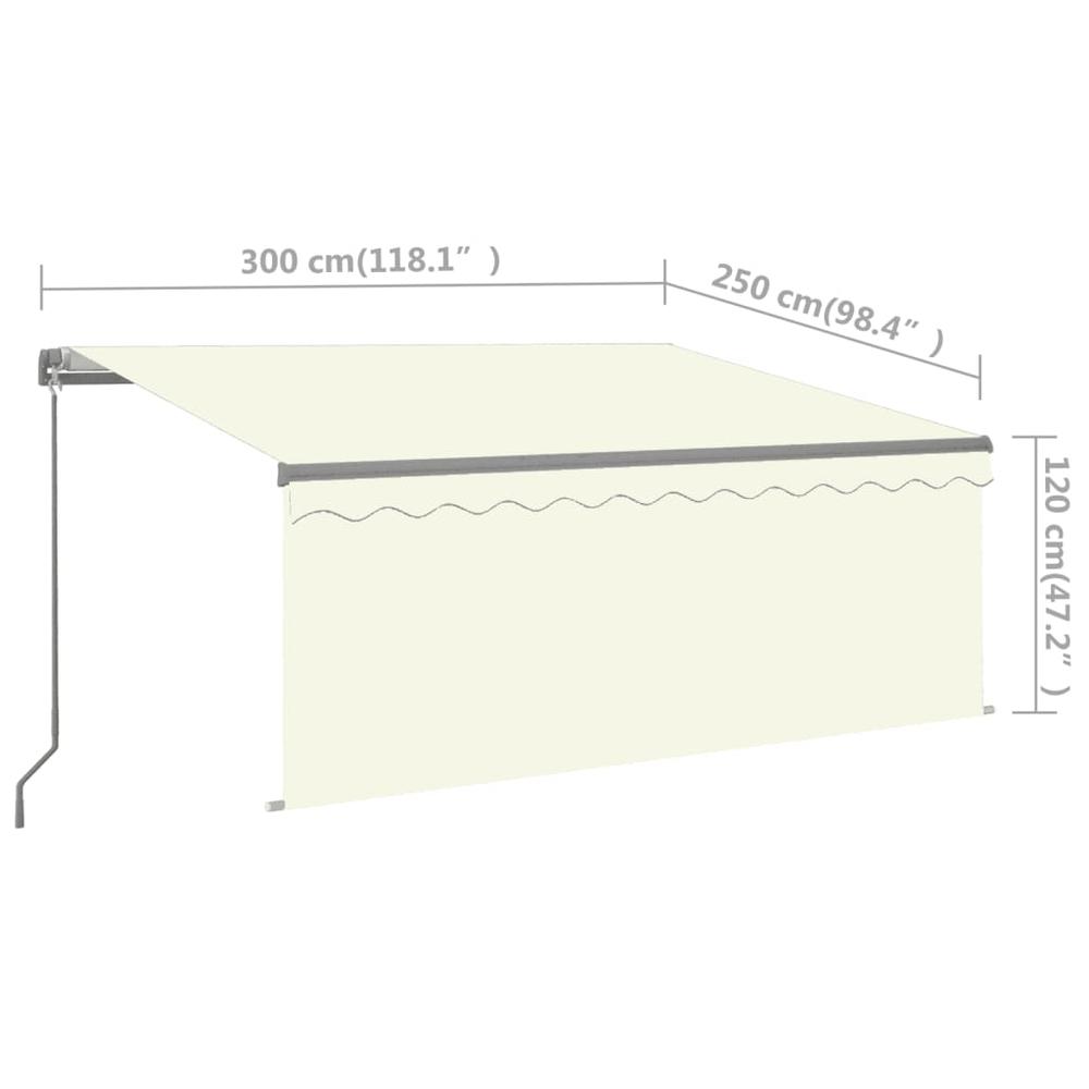vidaXL Manual Retractable Awning with Blind&LED 9.8'x8.2' Cream. Picture 7