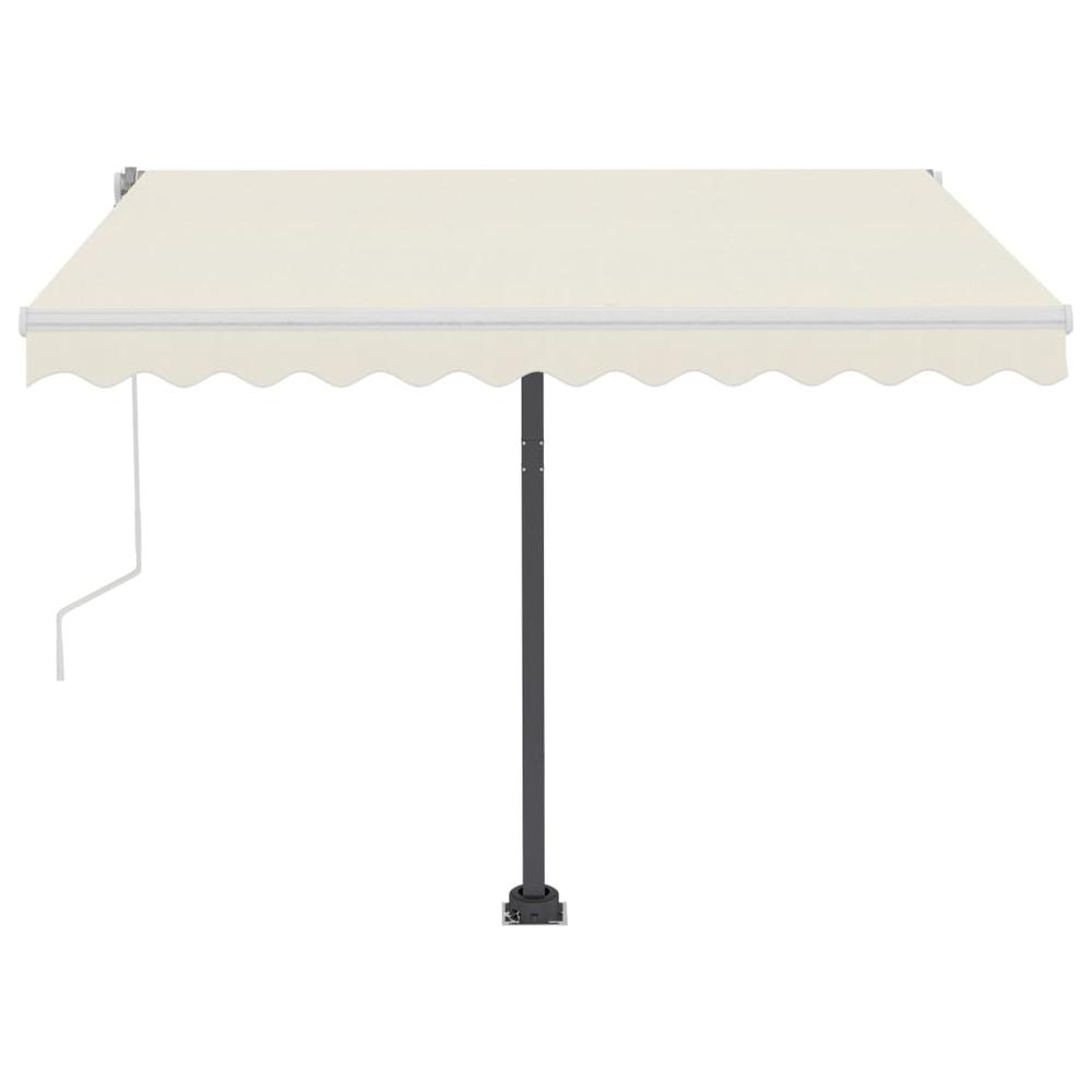 vidaXL Manual Retractable Awning with LED 118.1"x98.4" Cream. Picture 5