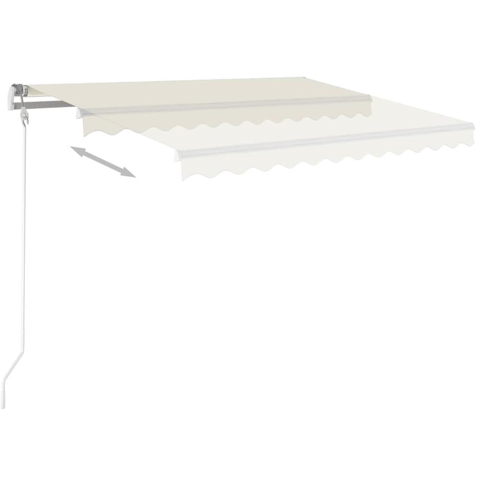 vidaXL Manual Retractable Awning with LED 118.1"x98.4" Cream. Picture 6