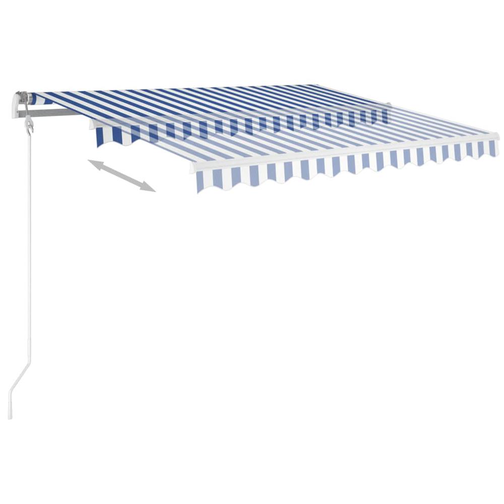 vidaXL Manual Retractable Awning with Posts 9.8'x8.2' Blue and White, 3069896. Picture 5