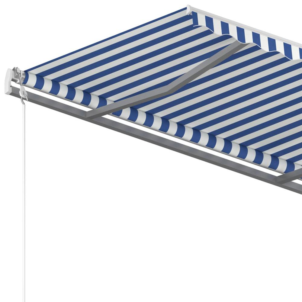 vidaXL Manual Retractable Awning with Posts 9.8'x8.2' Blue and White, 3069896. Picture 6