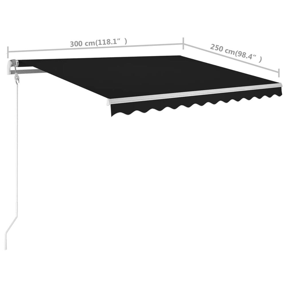vidaXL Manual Retractable Awning with Posts 9.8'x8.2' Anthracite, 3069899. Picture 10