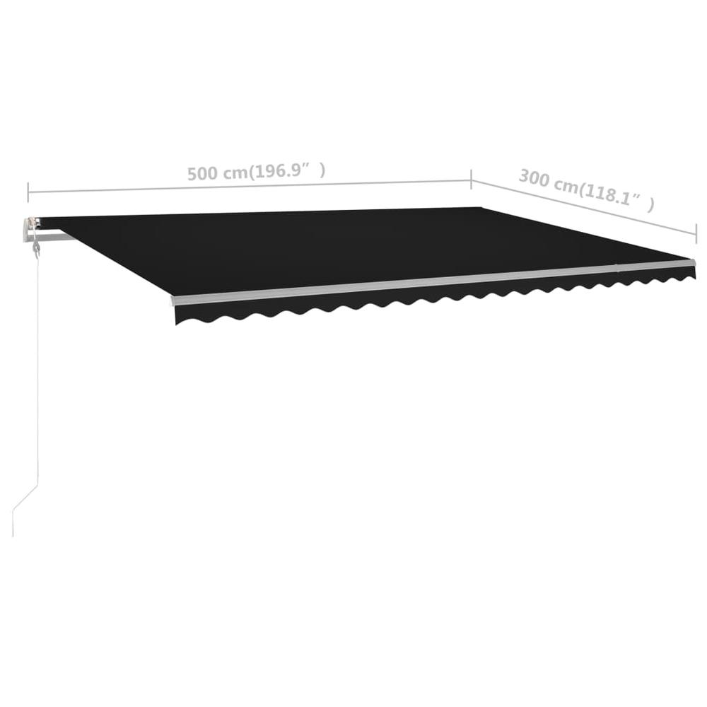 vidaXL Manual Retractable Awning with Posts 16.4'x9.8' Anthracite. Picture 10