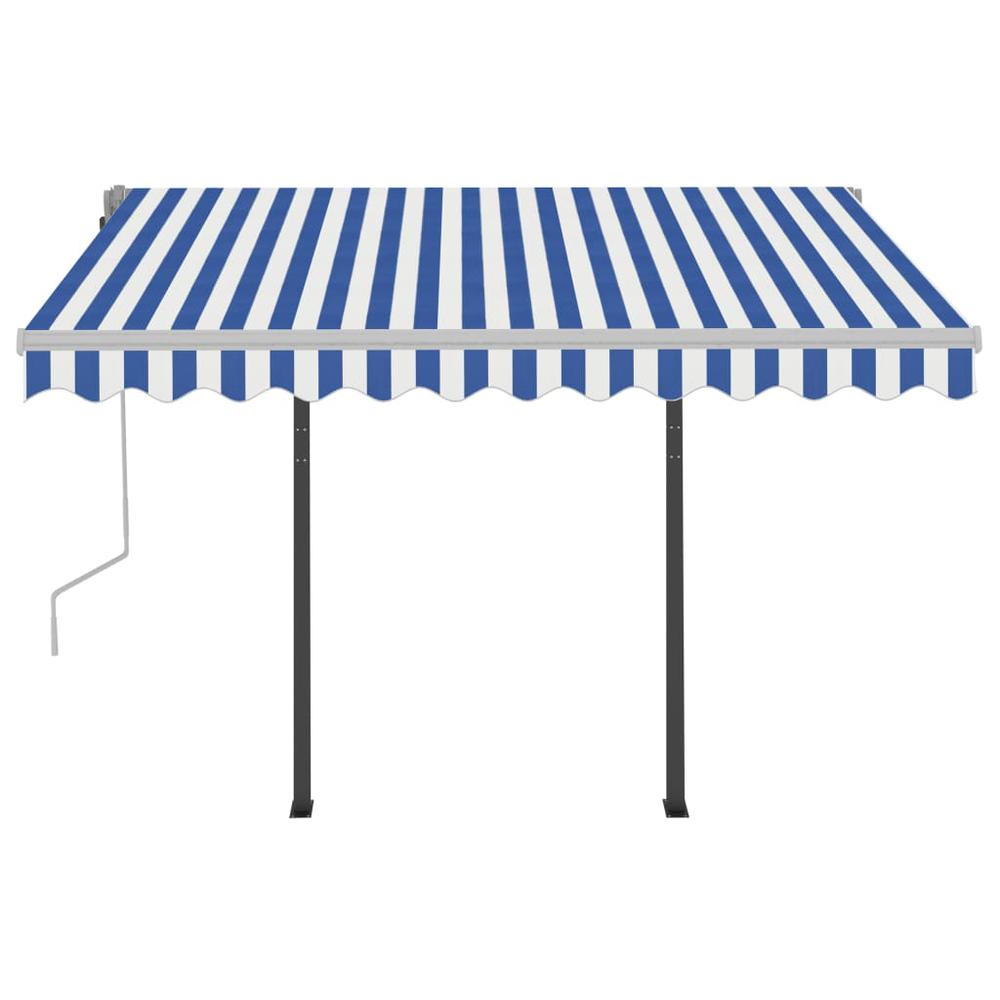 vidaXL Manual Retractable Awning with Posts 9.8'x8.2' Blue and White, 3070096. Picture 5