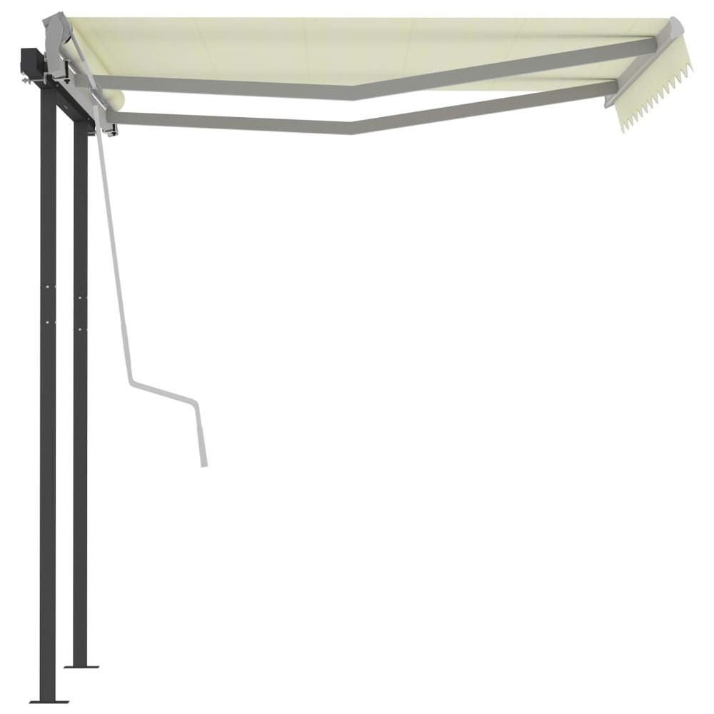 vidaXL Manual Retractable Awning with Posts 9.8'x8.2' Cream, 3070097. Picture 6
