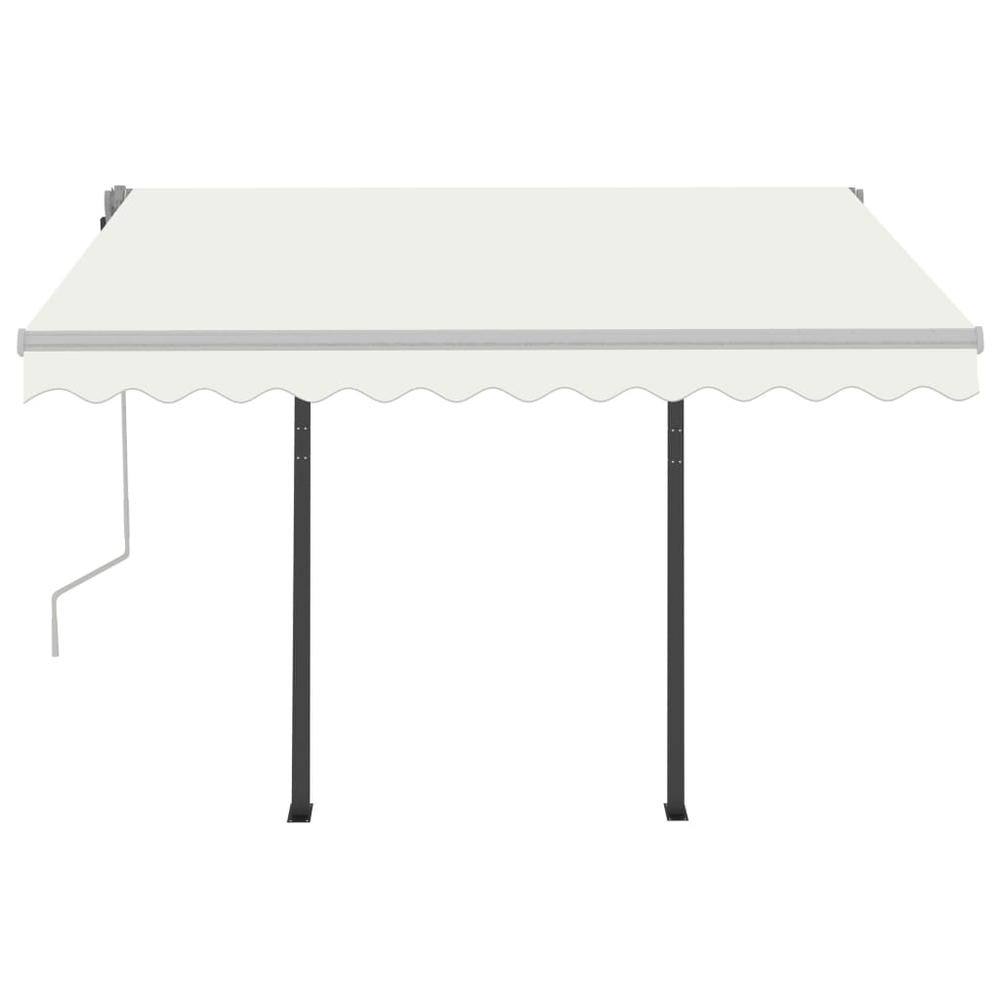 vidaXL Manual Retractable Awning with LED 9.8'x8.2' Cream. Picture 5