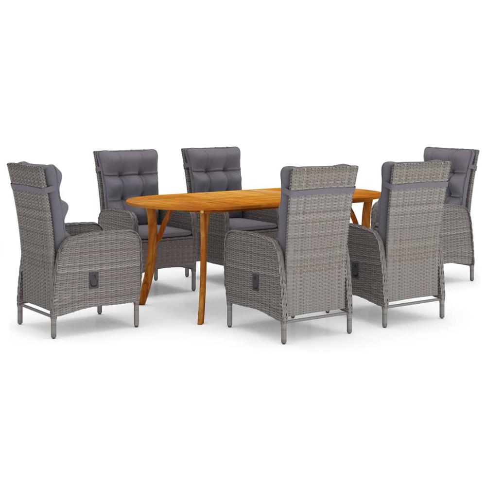 7 Piece Patio Dining Set Gray. Picture 10