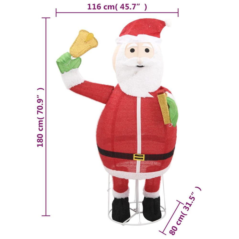 vidaXL Decorative Christmas Santa Claus Figure LED Luxury Fabric 70.9". Picture 7