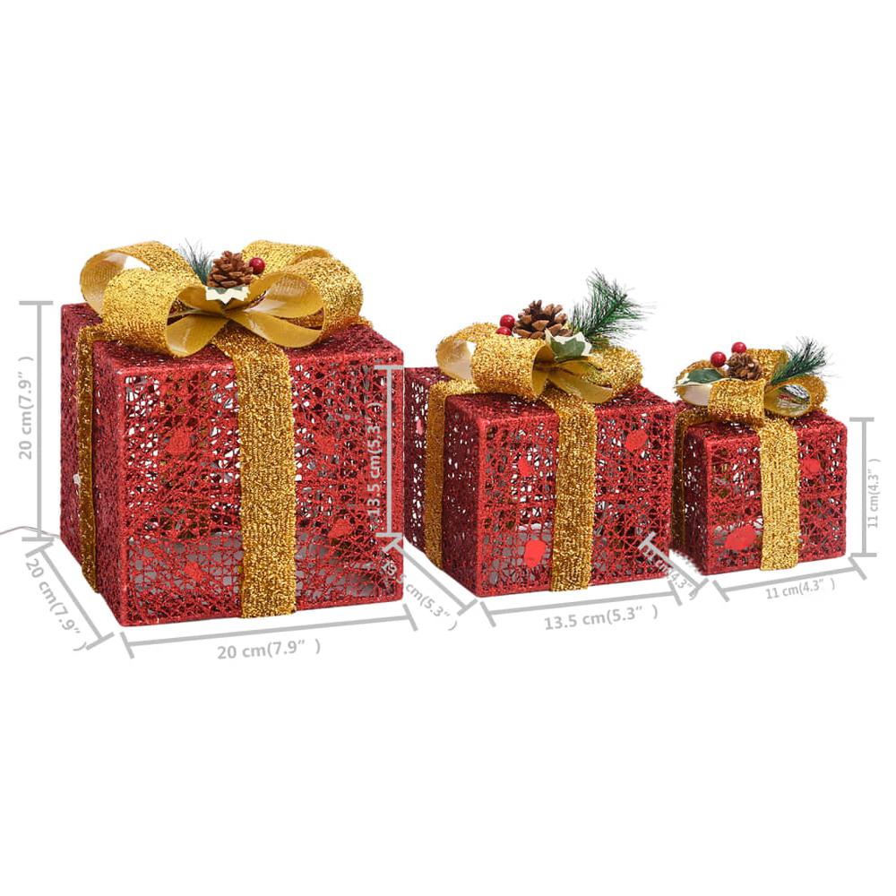 vidaXL Decorative Christmas Gift Boxes 3 pcs Red Outdoor Indoor. Picture 9