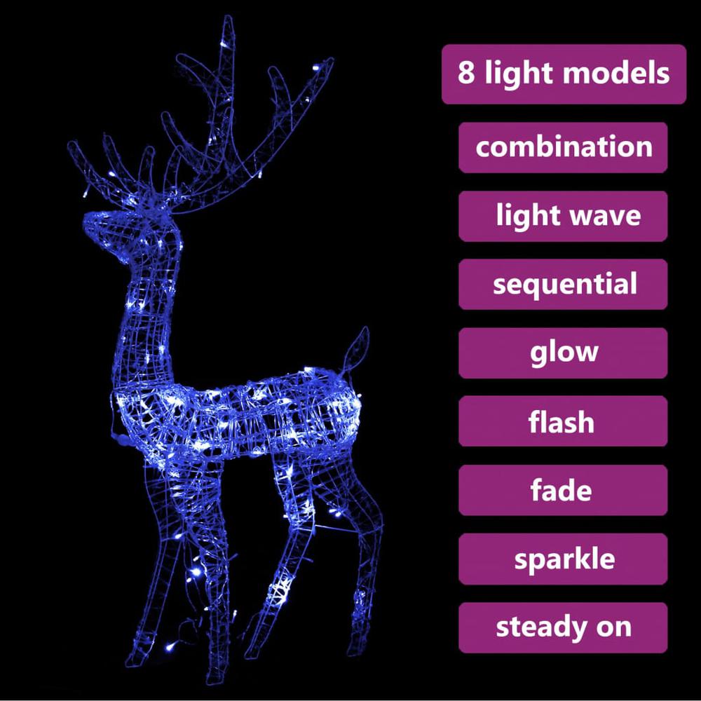 vidaXL Acrylic Reindeer Christmas Decoration 140 LEDs 47.2" Blue. Picture 5