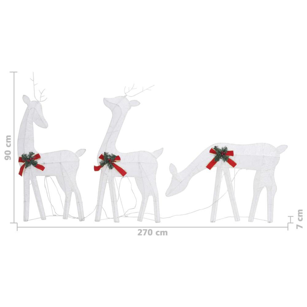 vidaXL Christmas Reindeer Family 106.3"x2.8"x35.4" White Cold White Mesh. Picture 10