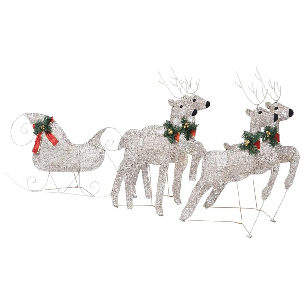 vidaXL Reindeer & Sleigh Christmas Decoration 100 LEDs Outdoor Gold, 329830. Picture 5