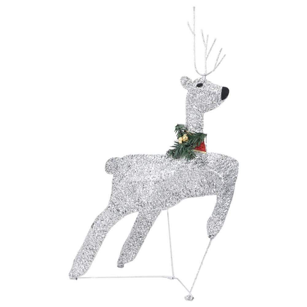 vidaXL Reindeer & Sleigh Christmas Decoration 100 LEDs Outdoor Silver, 329832. Picture 6