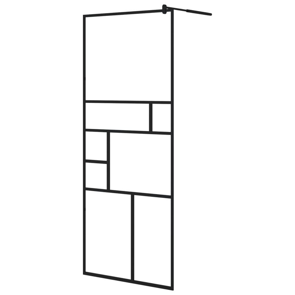 Walk-in Shower Wall with Clear ESG Glass 31.5"x76.8" Black. Picture 1