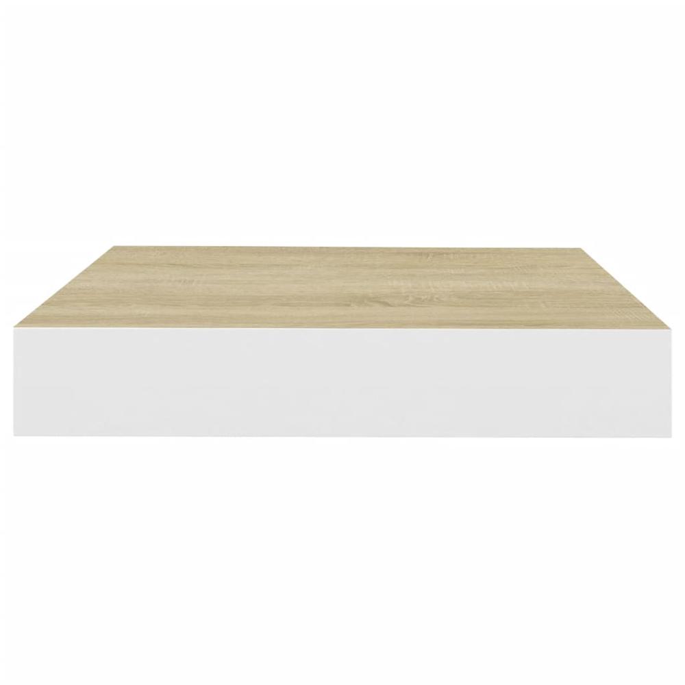 vidaXL Floating Wall Shelves 4 pcs Oak and White 9.1"x9.3"x1.5" MDF. Picture 5