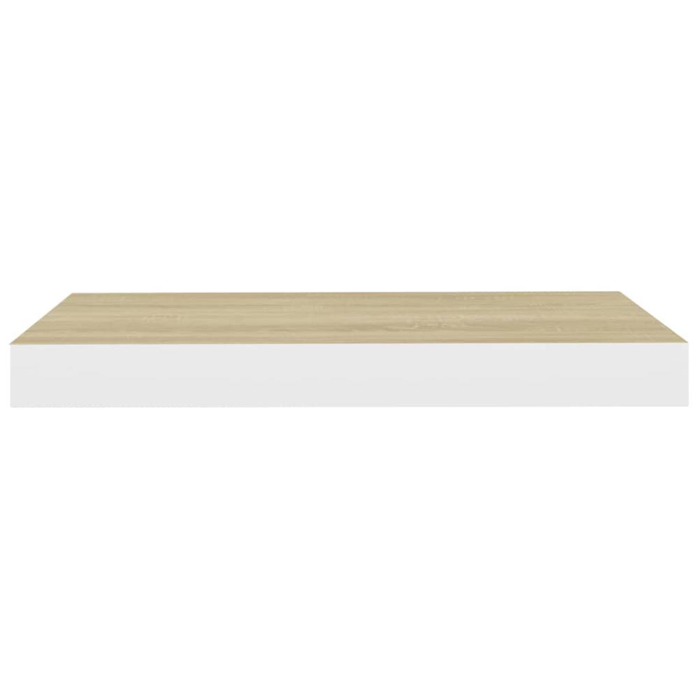 vidaXL Floating Wall Shelves 2 pcs Oak and White 15.7"x9.1"x1.5" MDF. Picture 5