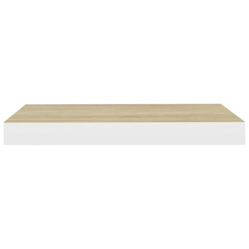 vidaXL Floating Wall Shelves 4 pcs Oak and White 15.7"x9.1"x1.5" MDF. Picture 6