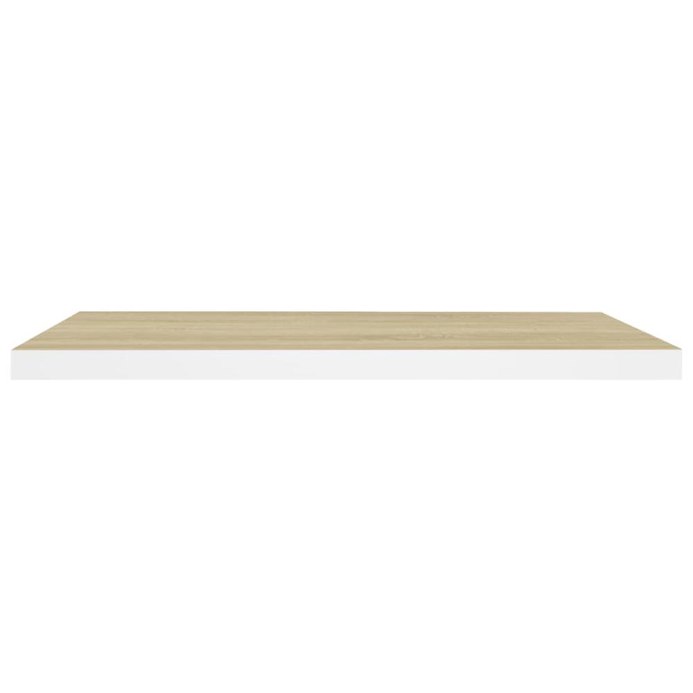 vidaXL Floating Wall Shelves 2 pcs Oak and White 31.5"x9.3"x1.5" MDF. Picture 5