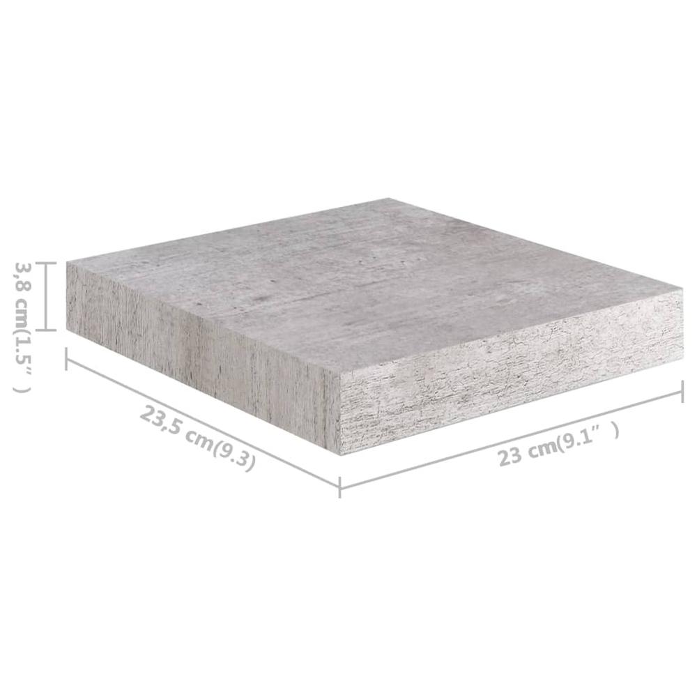 vidaXL Floating Wall Shelf Concrete Gray 9.1"x9.3"x1.5" MDF. Picture 9