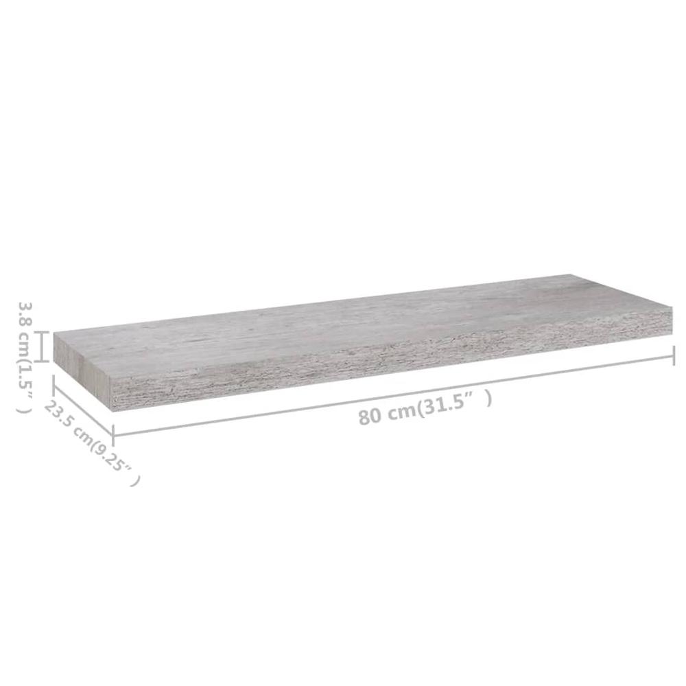 vidaXL Floating Wall Shelf Concrete Gray 31.5"x9.3"x1.5" MDF. Picture 9