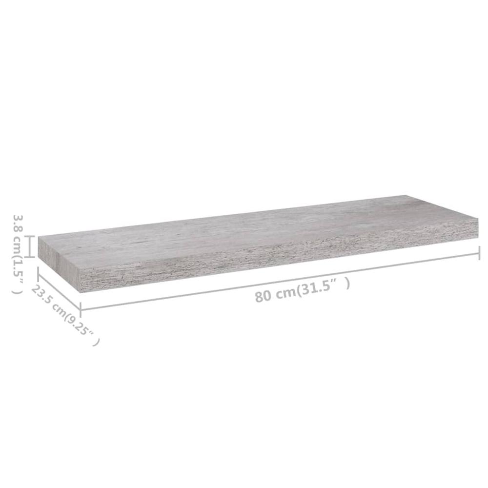 vidaXL Floating Wall Shelves 4 pcs Concrete Gray 31.5"x9.3"x1.5" MDF. Picture 10