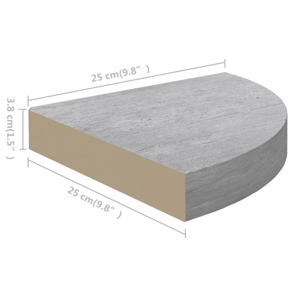 vidaXL Wall Corner Shelf Concrete Gray 9.8"x9.8"x1.4" MDF. Picture 9