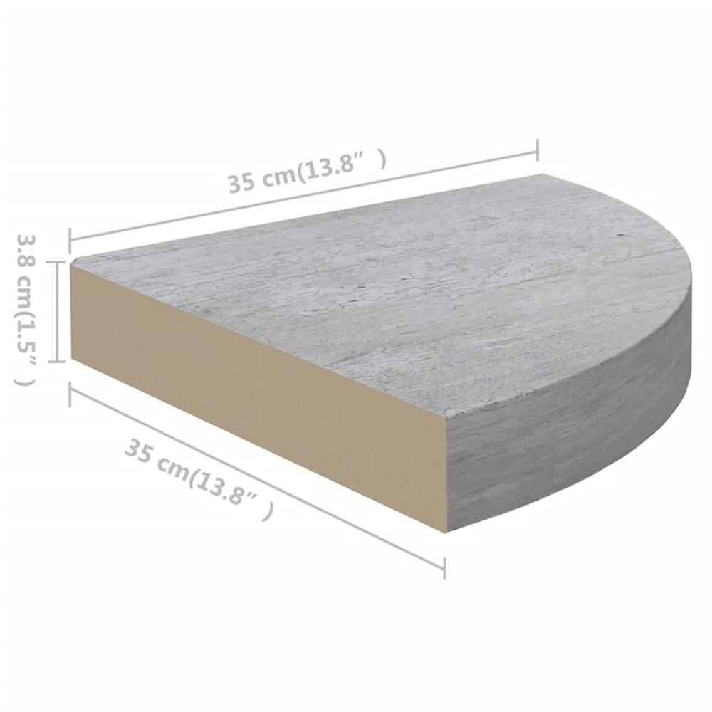 vidaXL Wall Corner Shelf Concrete Gray 13.7"x13.7"x1.4" MDF. Picture 9
