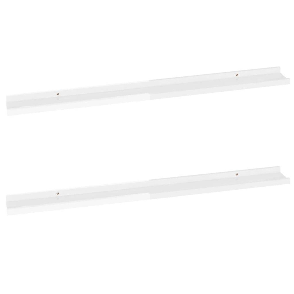 vidaXL Wall Shelves 2 pcs High Gloss White 39.4"x3.5"x1.2". Picture 2