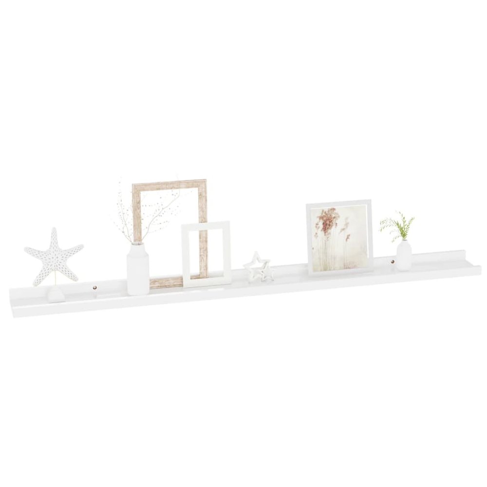 vidaXL Wall Shelves 2 pcs High Gloss White 39.4"x3.5"x1.2". Picture 3