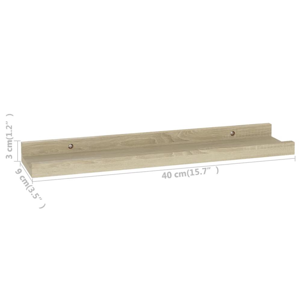 vidaXL Wall Shelves 2 pcs Sonoma Oak 15.7"x3.5"x1.2". Picture 9