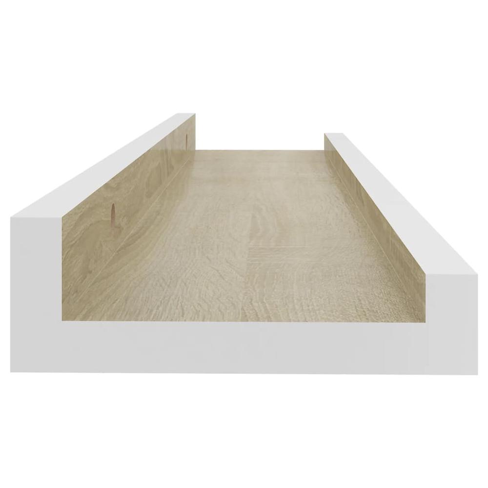 vidaXL Wall Shelves 4 pcs White and Sonoma Oak 15.7"x3.5"x1.2". Picture 6