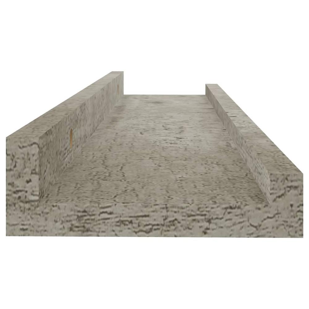 vidaXL Wall Shelves 2 pcs Concrete Gray 15.7"x3.5"x1.2". Picture 6