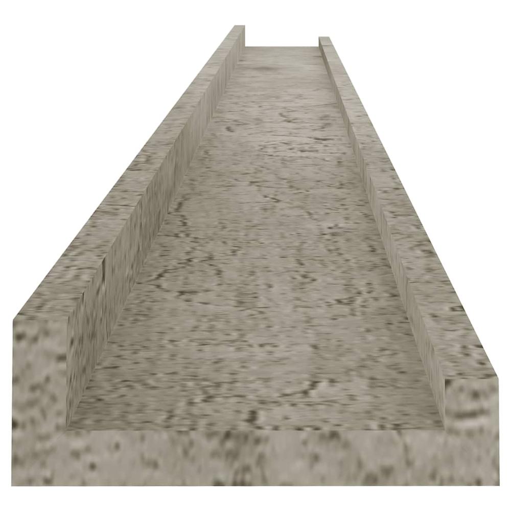 vidaXL Wall Shelves 2 pcs Concrete Gray 45.3"x3.5"x1.2". Picture 6
