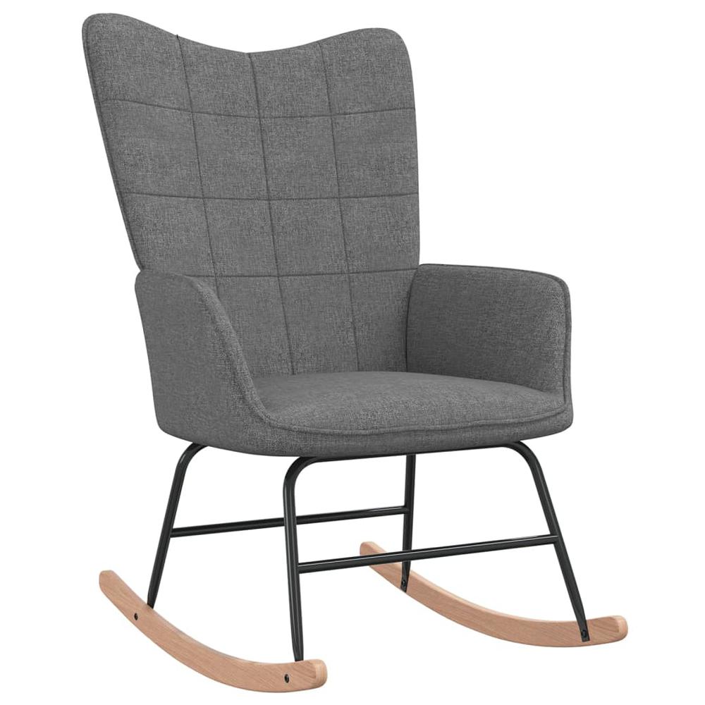 Rocking Chair with a Stool Dark Gray Fabric. Picture 2