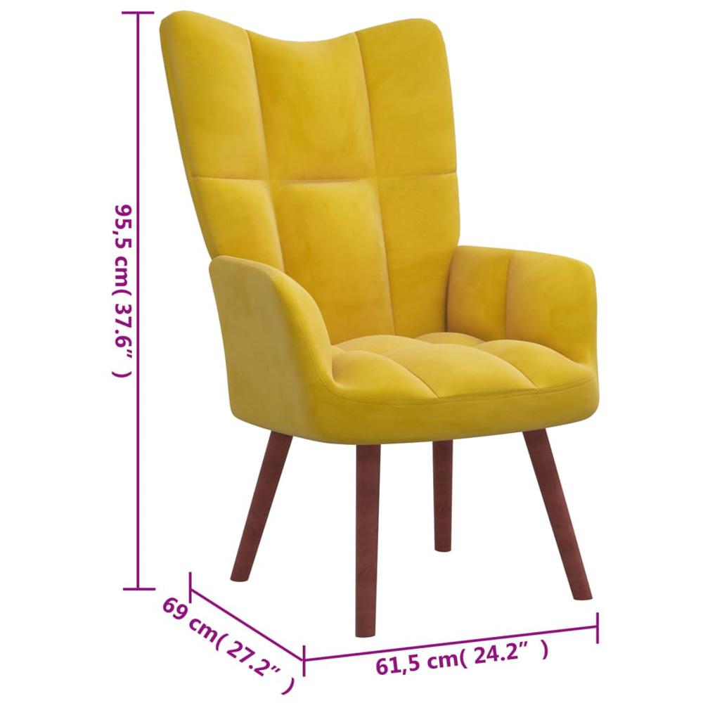 Relaxing Chair Mustard Yellow Velvet. Picture 6