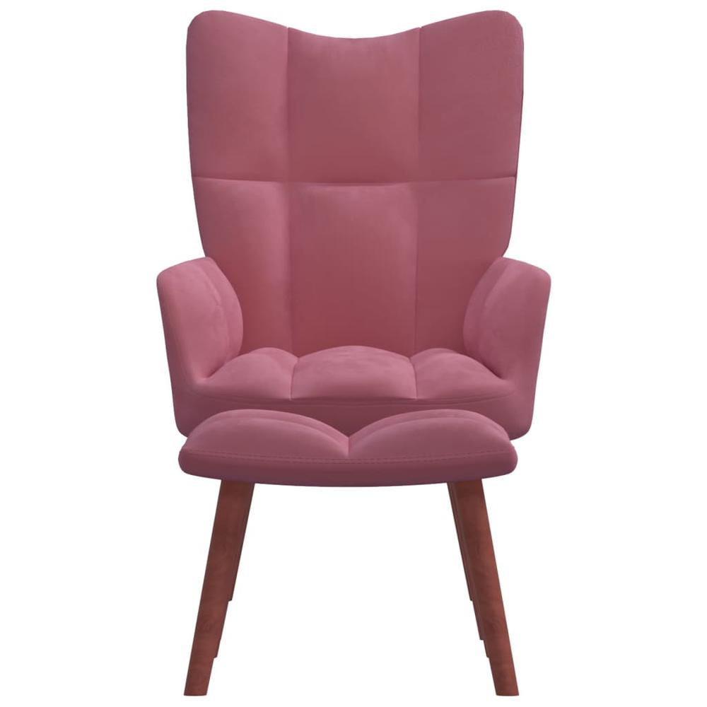Relaxing Chair with a Stool Pink Velvet. Picture 1