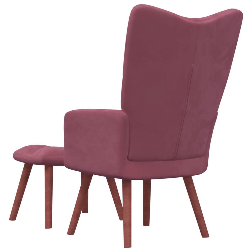 Relaxing Chair with a Stool Pink Velvet. Picture 3