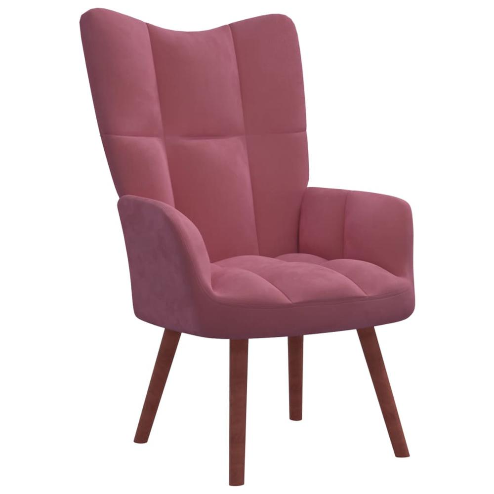 Relaxing Chair with a Stool Pink Velvet. Picture 4